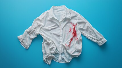 A white shirt with red stains on it