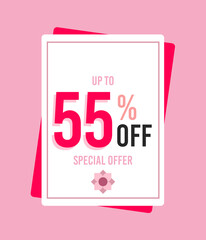 55% off fifty five percent off, up to 55%off, special offer 55 % off discount, promotion, retail, price, sale, percentage, money, offer, business finance, numbers, designs.