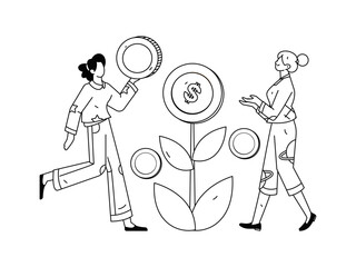 Internet financial management investment flat vector concept operation hand drawn illustration
