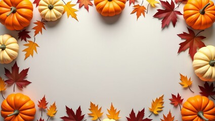 Autumnal Thanksgiving Decor with Pumpkins and Leaves
