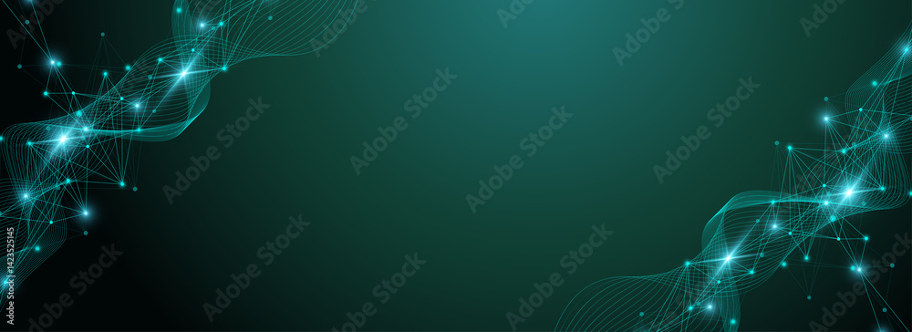 Poster Global network connection banner design template. Header social network communication in the global business concept. Big data visualization. Internet technology