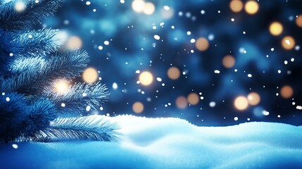 Winter Wonderland Snowy Branches, Sparkling Lights, Festive Night