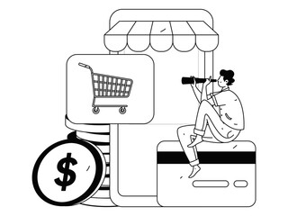 Internet financial management investment flat vector concept operation hand drawn illustration
