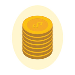 Tower of Dollar Coins Finance Concept Wealth Stack Business Economy Investment Growth
