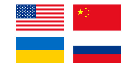Usa china russia ukraine flag. Country flag