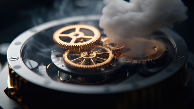 Detailed watch movement gears