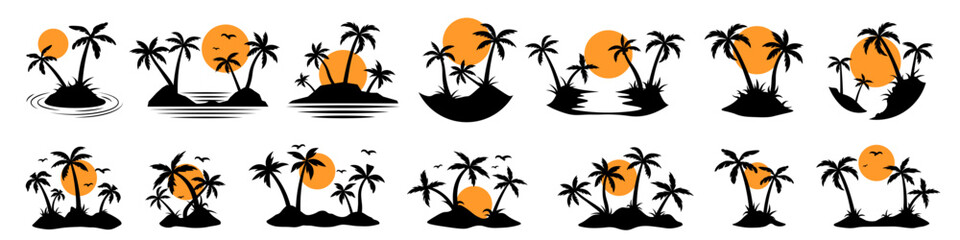 island logo vector. palm island.