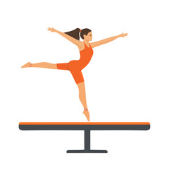 A Very Simple flat 2D icon gymnastics beam routine isolated on a transparent background, vector, flat design, animation design, vector, simple flat 2D icon, minimalist design, clipart, EPS