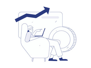 Internet financial management investment flat vector concept operation hand drawn illustration
