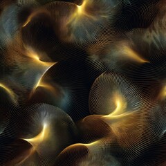Abstract golden lines intertwine on a dark backdrop, creating a mesmerizing dance of light and shadow, evoking a sense of elegant complexity.
