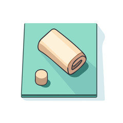 A Very Simple flat 2D icon of a yoga mat and block isolated on a transparent background, vector, flat design, animation design, vector, simple flat 2D icon, minimalist design, clipart