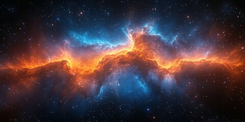 Fototapeta premium Stunning cosmic nebula illuminated by vibrant colors in a deep space setting