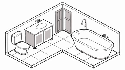 toilet  bathroom equipment top view set for interi.eps