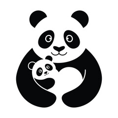 Loving Panda Mother and Baby Embrace, Panda Mom Hugging Baby Art