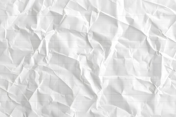 Obraz premium Crumpled white graph paper with faint grid lines.