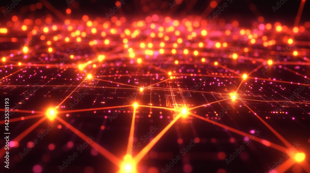 Fototapete a vibrant d stock market graph with interconnected nodes and lines showing a steep upward trend, set