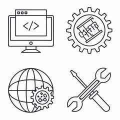 web development icon line editable icon set.eps