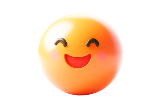 Happy orange emoticon joyful smiling face cute 3D render cheerful expression positive vibes - Powered by Adobe