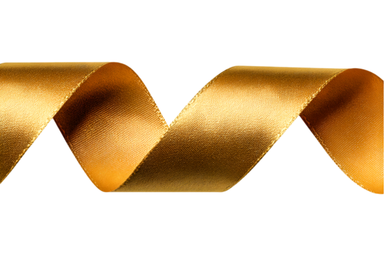 Golden ribbon swirls elegantly on black background luxury and celebration