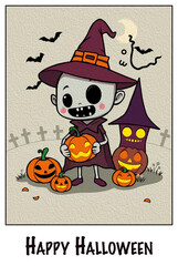 Oil Painting. Pattern for printing on wall decorations . Halloween theme.
