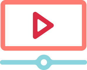 Live Video Play Stream In Outline Icon