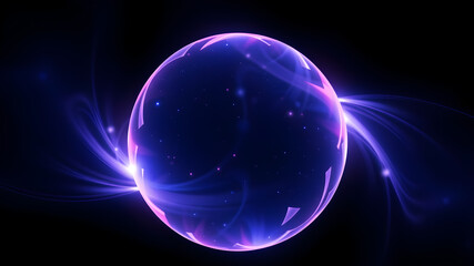 Fototapeta premium Plasma Light Ball on black background Generative AI