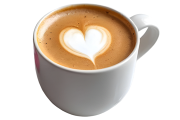 Cup of coffee isolated on transparent background. Themes coffee, breakfast, relaxation, or morning rituals. Ideal for use in advertising, blogs, menus, or lifestyle content