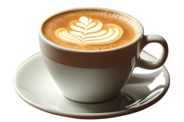 Cup of coffee isolated on transparent background. Themes coffee, breakfast, relaxation, or morning rituals. Ideal for use in advertising, blogs, menus, or lifestyle content