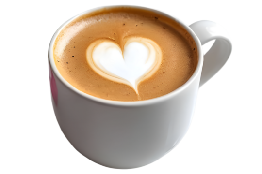 Cup of coffee isolated on transparent background. Themes coffee, breakfast, relaxation, or morning rituals. Ideal for use in advertising, blogs, menus, or lifestyle content