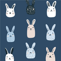 A Very Simple flat 2D icon of a Cute animal pattern in Scandinavian style Seamless isolated on a transparent background, vector, flat design, animation design, vector, simple flat 2D icon