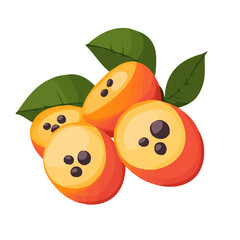 A Very Simple flat 2D icon of a Collection of ackee collection isolated on a transparent background, vector, flat design, animation design, vector, simple flat 2D icon, minimalist eps format