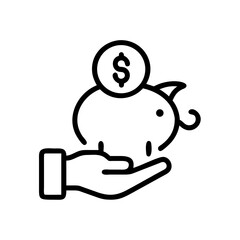 save money icon on transparent background flat vector icon for apps and websites