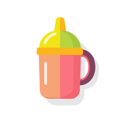 A Simple flat 2D icon of a set of  baby sippy cup collection isolated on a transparent background, vector, flat design, animation design, simple flat 2D icon, minimalist