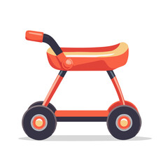 A Simple flat 2D icon of a set of baby walker collection isolated on a transparent background, vector, flat design, animation design, simple flat 2D icon, minimalist