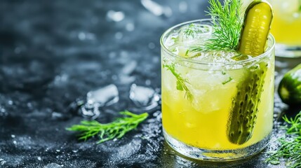 Cucumber Dill Cocktail: A refreshing cucumber dill cocktail with a hint of summer, featuring fresh dill garnish and ice cubes.  A perfect choice for a hot day, or anytime you want a refreshing drink.