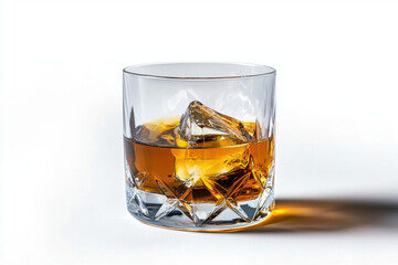 Elegant crystal whiskey glass with geometric pattern home bar setting drink photography minimalistic environment close-up view luxury concept for sophisticated gatherings