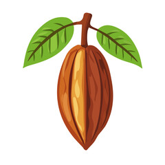 My Simple flat 2D illustration cacao pod isolated on a transparent background, vector, flat design, animation design, simple flat 2D icon, clipart