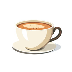 A Simple flat 2D icon cappuccino cup with foam collection isolated on a transparent background, vector, flat design, animation design, simple flat 2D icon, minimalist design, clipart, illustration