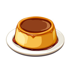 My Simple flat 2D illustration of a caramel flan isolated on a transparent background, vector, flat design, animation design, simple flat 2D icon, clipart, EPS format