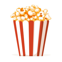 A Simple flat 2D icon of a caramel popcorn isolated on a transparent background, vector, flat design, animation design, simple flat 2D icon, minimalist design, clipart, illustration