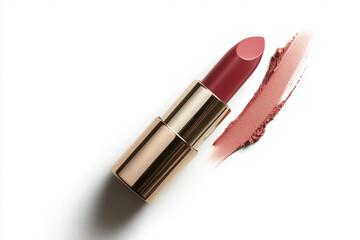 Obraz premium Elegant high-end lipstick in matte gold tube beauty product minimalist style luxury environment close-up perspective makeup concept for fashion enthusiasts