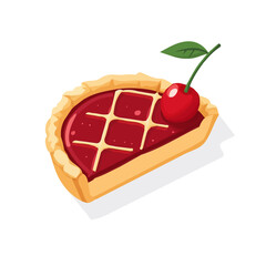 A Simple flat 2D icon cherry pie slice collection isolated on a transparent background, vector, flat design, animation design, simple flat 2D icon, minimalist design, clipart, illustration