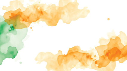 Indian abstract tricolour watercolor background orange, green, vector file