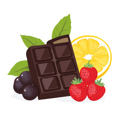 A Simple flat 2D icon of a chocolate fruit isolated on a transparent background, vector, flat design, animation design, simple flat 2D icon, minimalist design, clipart, illustration