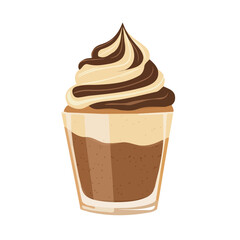 My Simple flat 2D illustration of a chocolate mousse isolated on a transparent background, vector, flat design, animation design, simple flat 2D icon, clipart, EPS format