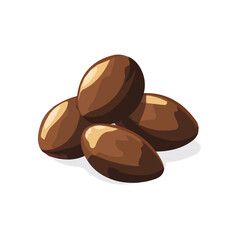 My Simple flat 2D illustration of chocolate-covered almonds isolated on a transparent background, vector, flat design, animation design, simple flat 2D icon, clipart, EPS format