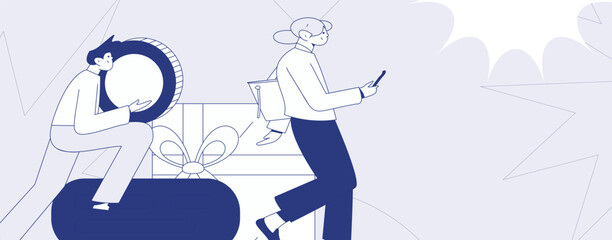 Internet financial management investment flat vector concept operation hand drawn illustration
