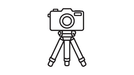 Camera and Tripod Set line art black and white sketch design