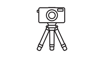 Camera and Tripod Set line art black and white sketch design