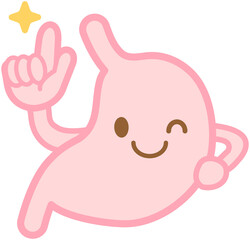 Cartoon stomach illustration - healthy stomach with good digestion